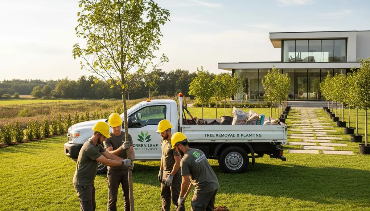 Arborist planting new tree in Milwaukee, WI yard for Chop Chop Tree professional tree planting service
